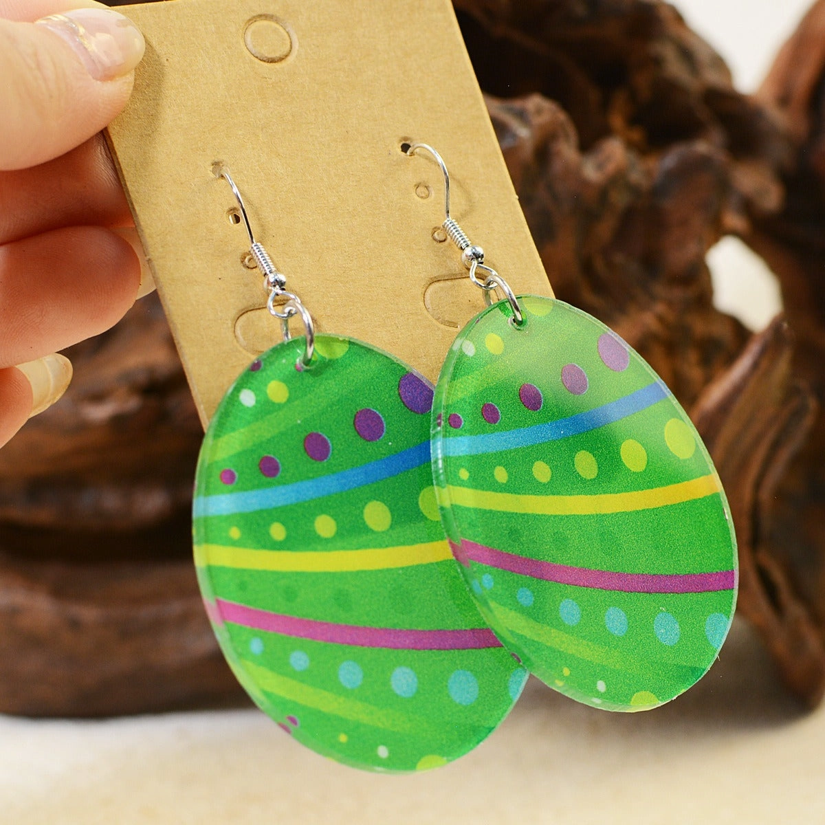 Wholesale Easter Egg Graffiti Painted Acrylic Earrings
