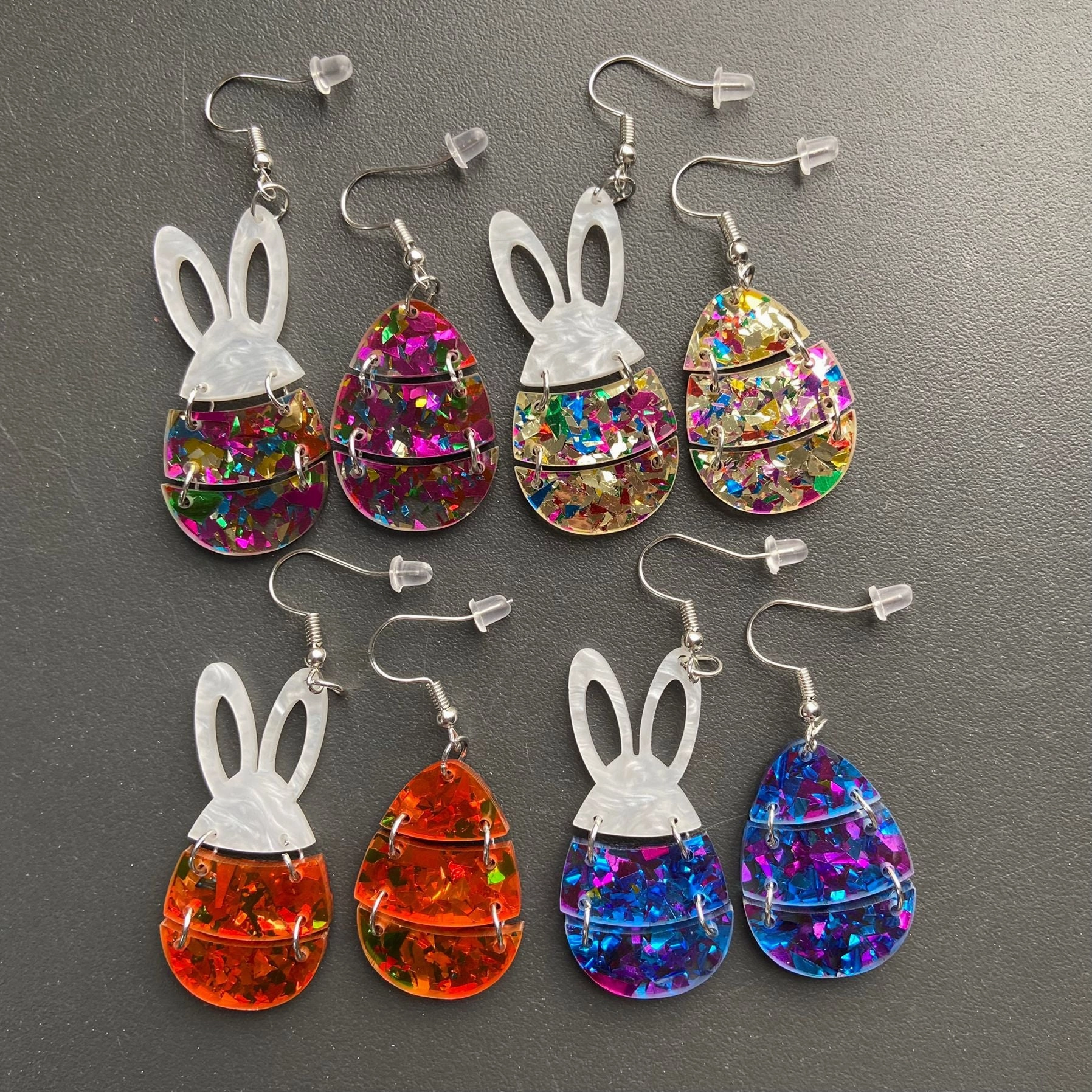 Wholesale Easter Egg Little White Rabbit Acrylic Earrings