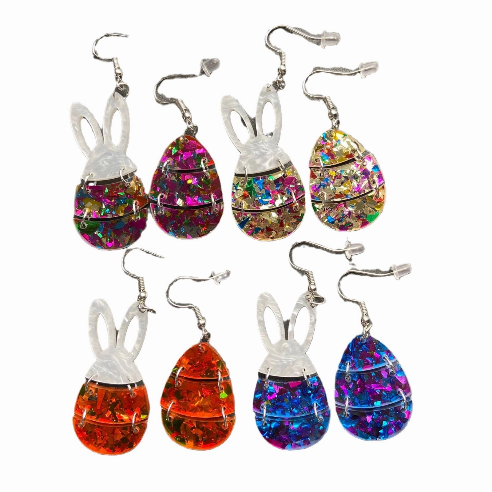 Wholesale Easter Egg Little White Rabbit Acrylic Earrings