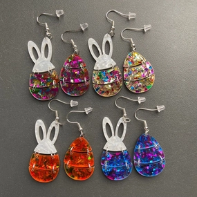 Wholesale Easter Egg Little White Rabbit Acrylic Earrings