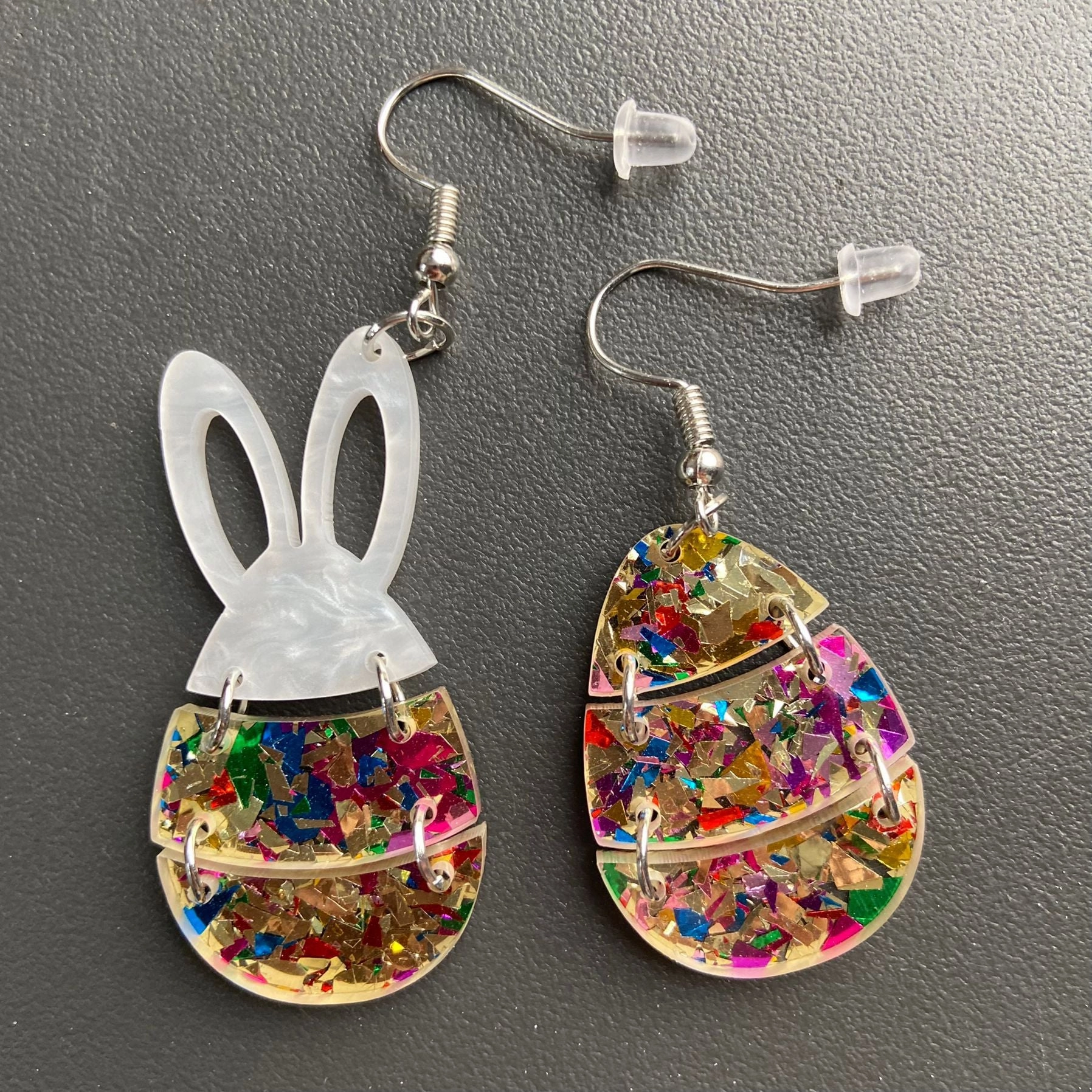 Wholesale Easter Egg Little White Rabbit Acrylic Earrings