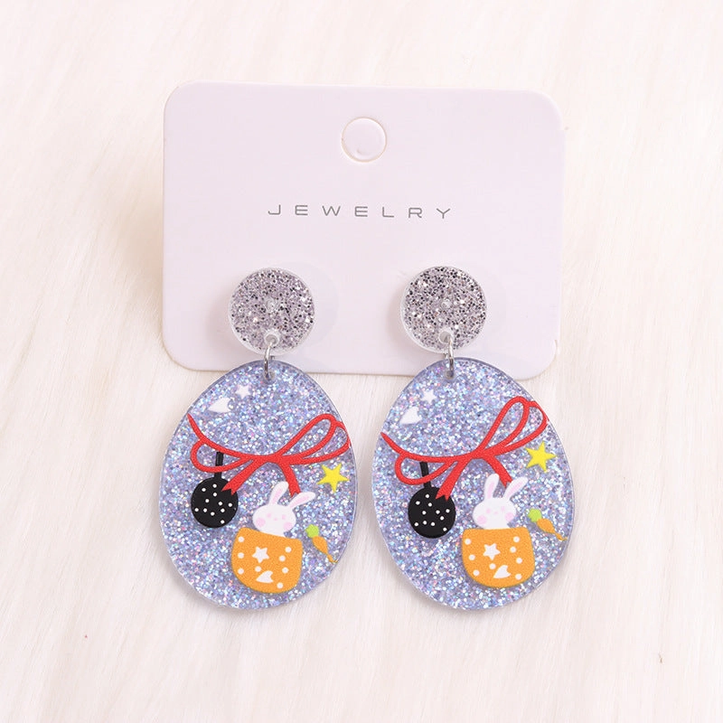 Wholesale Easter Egg Rabbit Acrylic Earrings