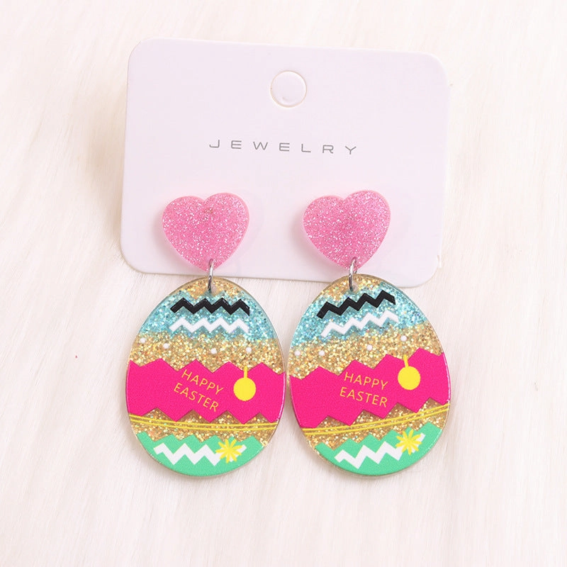 Wholesale Easter Egg Rabbit Acrylic Earrings