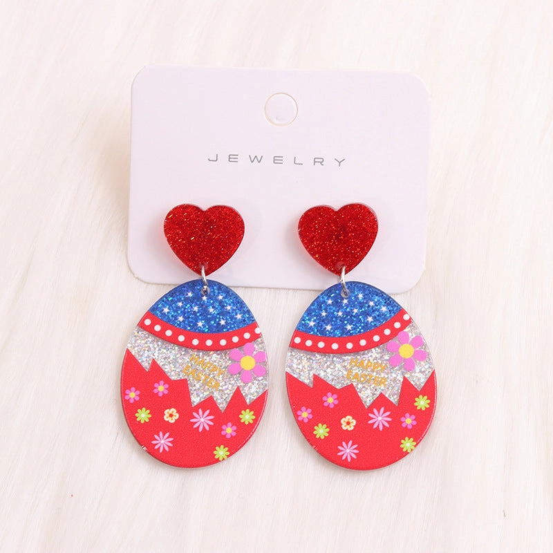Wholesale Easter Egg Rabbit Acrylic Earrings