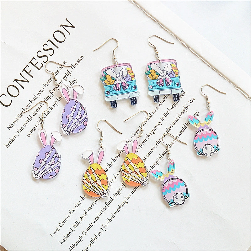 Wholesale Easter Gnome Egg Bunny Acrylic Printed Earrings
