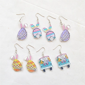 Wholesale Easter Gnome Egg Bunny Acrylic Printed Earrings