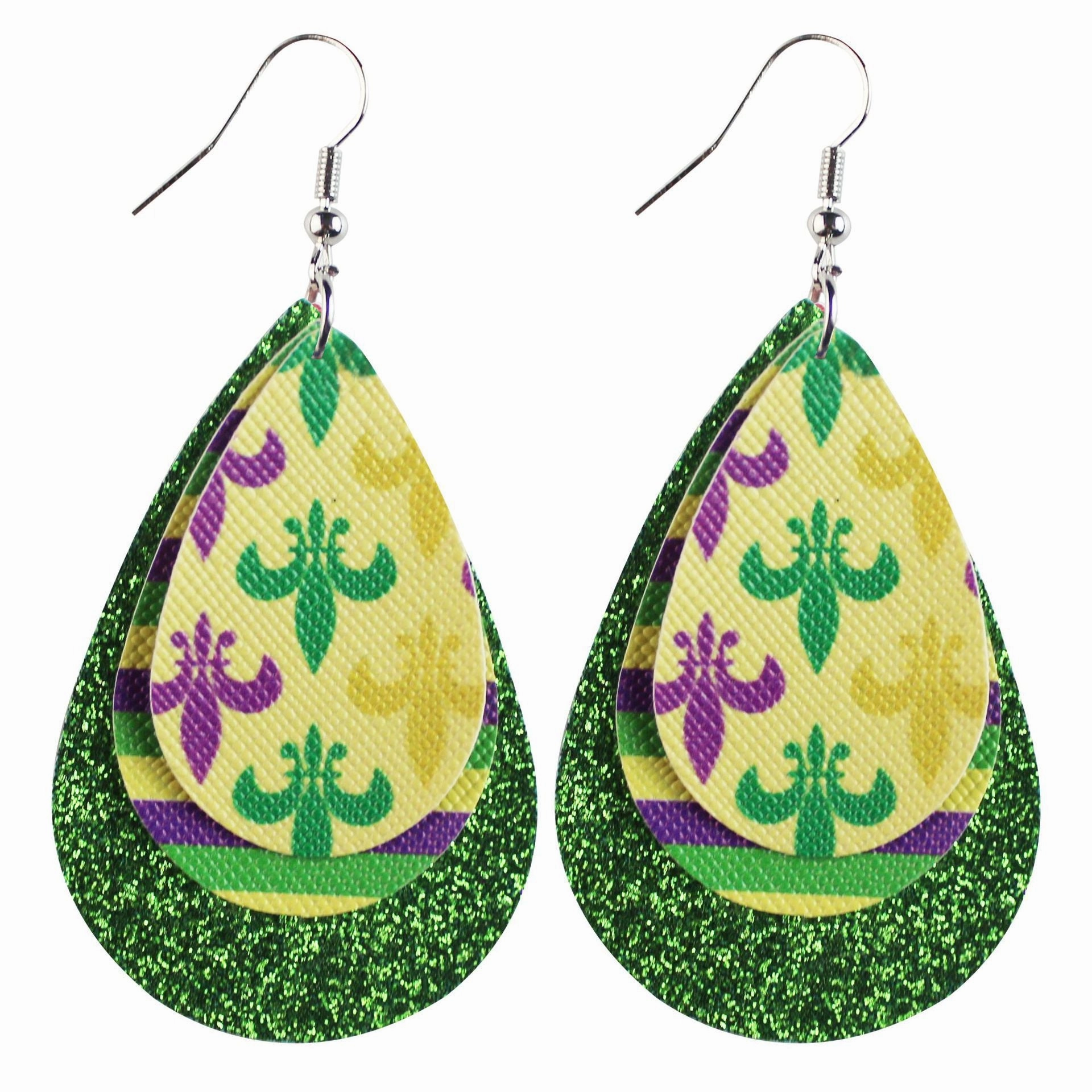Wholesale Easter Leaves Leather Earrings