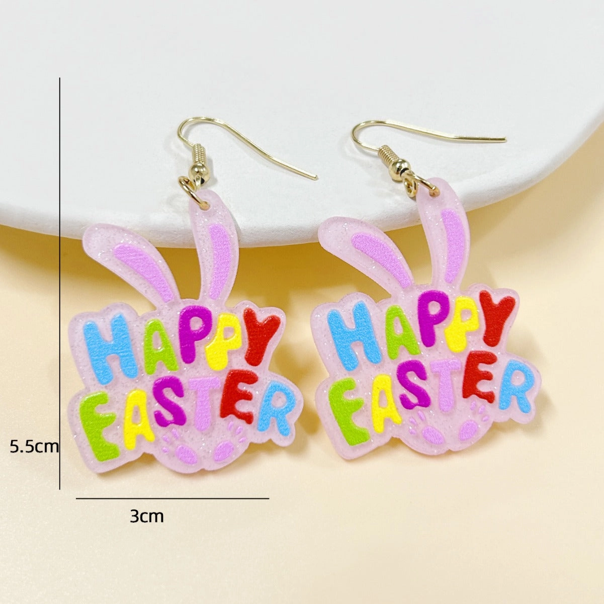 Wholesale Easter sequin bunny pink cartoon earrings