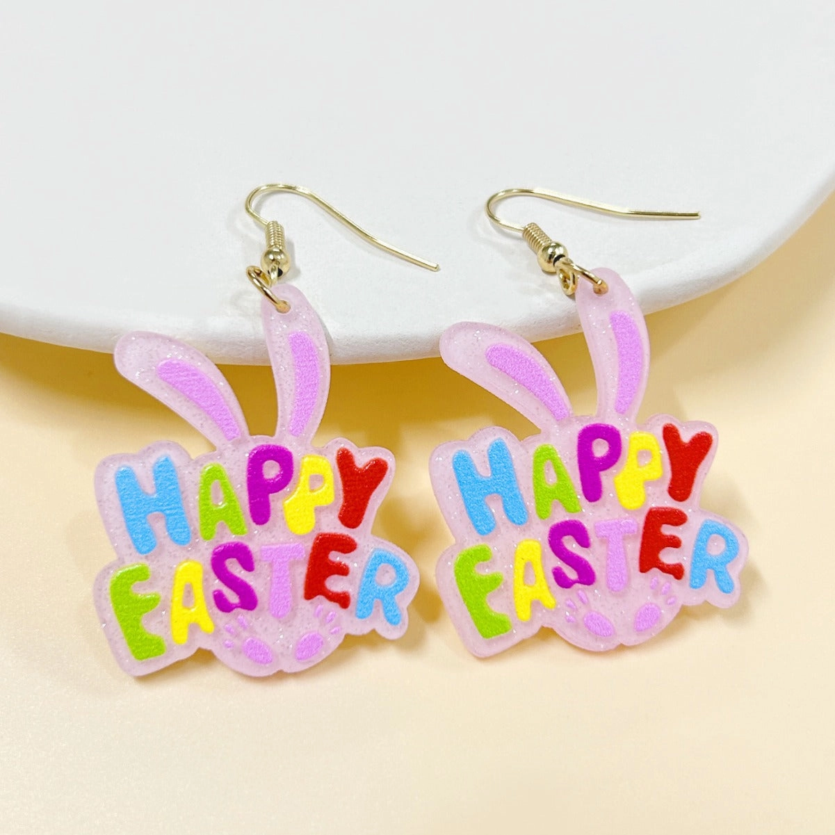 Wholesale Easter sequin bunny pink cartoon earrings