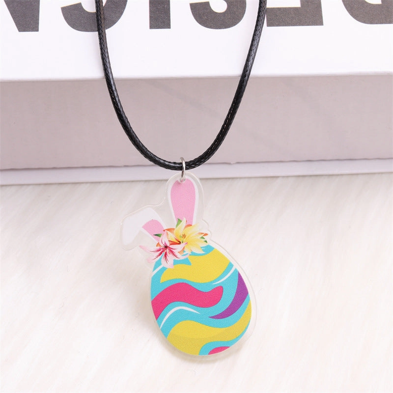 Wholesale Easter White Rabbit Basket Chick Acrylic Necklace