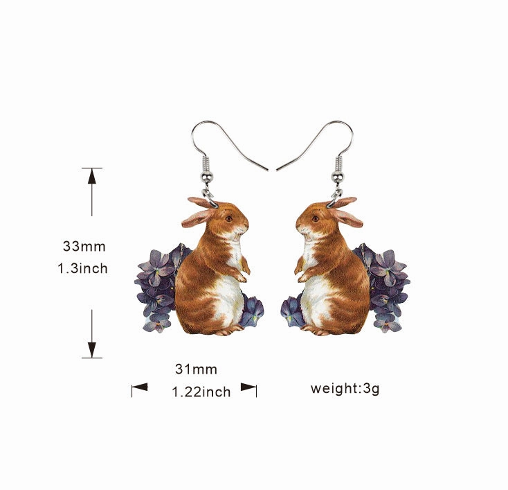 Wholesale Easter Wooden Vintage Chick Bunny Earrings