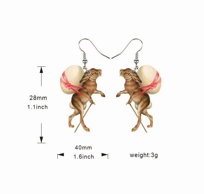 Wholesale Easter Wooden Vintage Chick Bunny Earrings