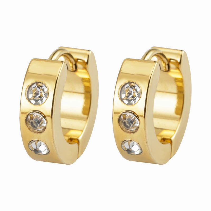 Wholesale Easy Buckle Stainless Steel Micro Diamond Double Sided Titanium Steel Earrings