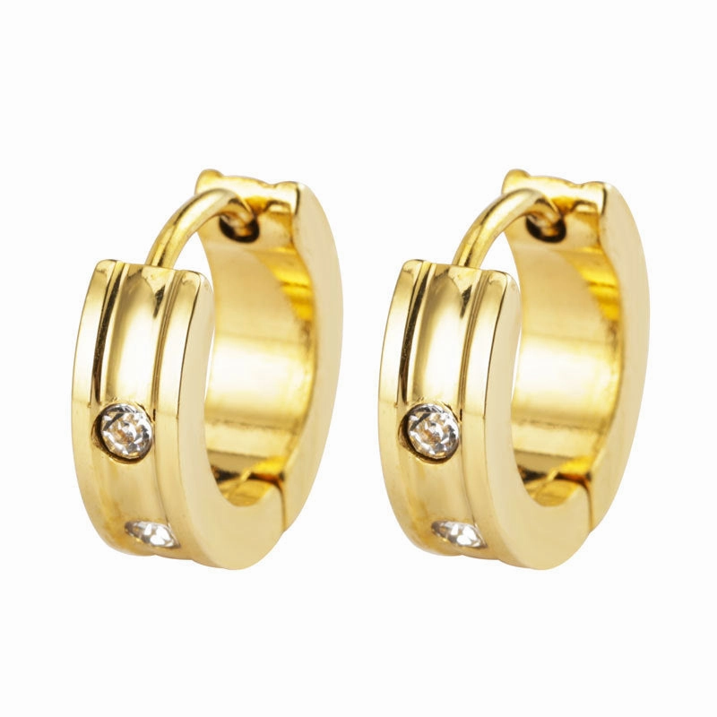 Wholesale Easy Buckle Stainless Steel Micro Diamond Double Sided Titanium Steel Earrings