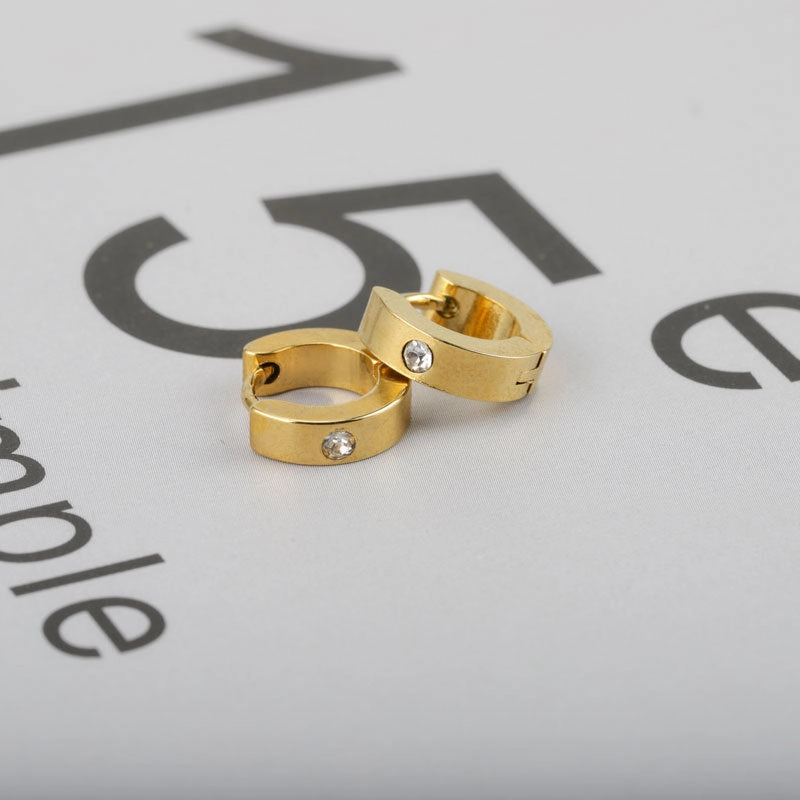 Wholesale Easy Buckle Stainless Steel Micro Diamond Double Sided Titanium Steel Earrings
