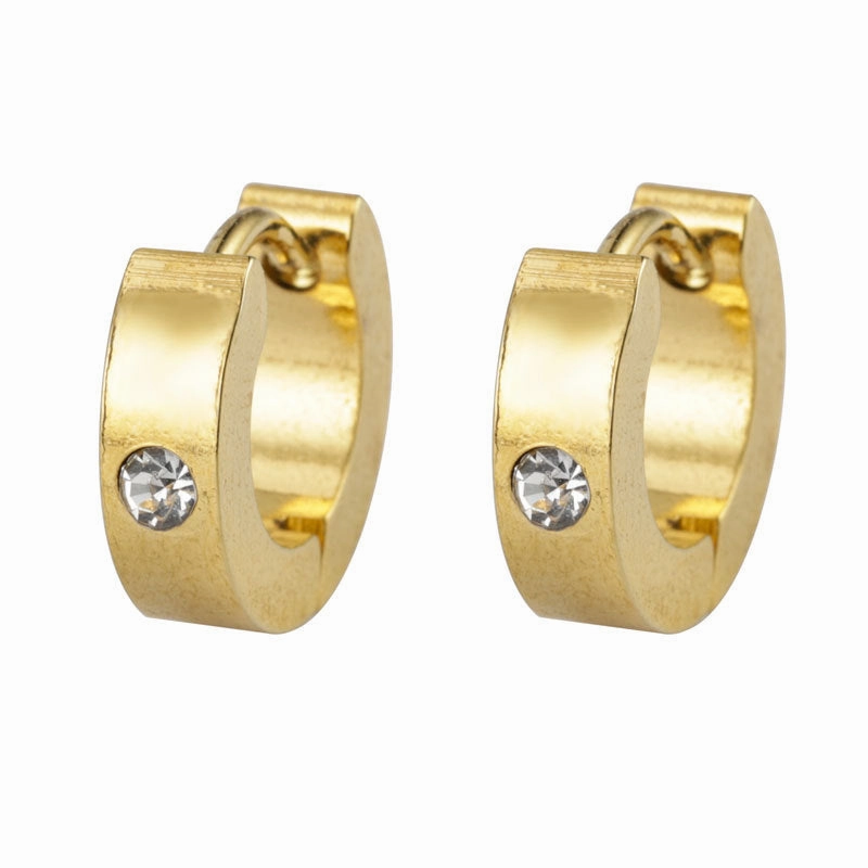 Wholesale Easy Buckle Stainless Steel Micro Diamond Double Sided Titanium Steel Earrings