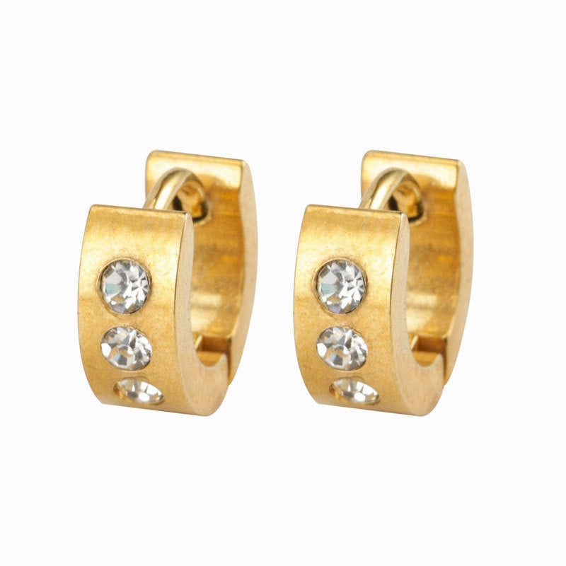 Wholesale Easy Buckle Stainless Steel Micro Diamond Double Sided Titanium Steel Earrings