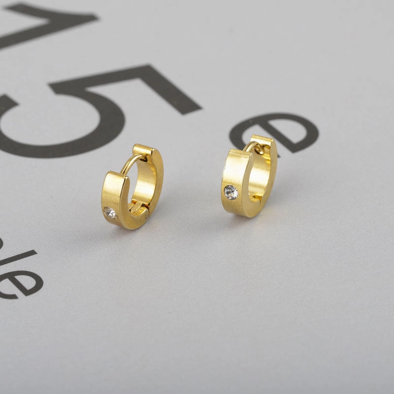 Wholesale Easy Buckle Stainless Steel Micro Diamond Double Sided Titanium Steel Earrings