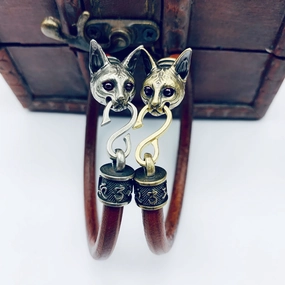 Wholesale Egyptian Cat Genuine Leather Bracelets Made of Brass Old Bracelets