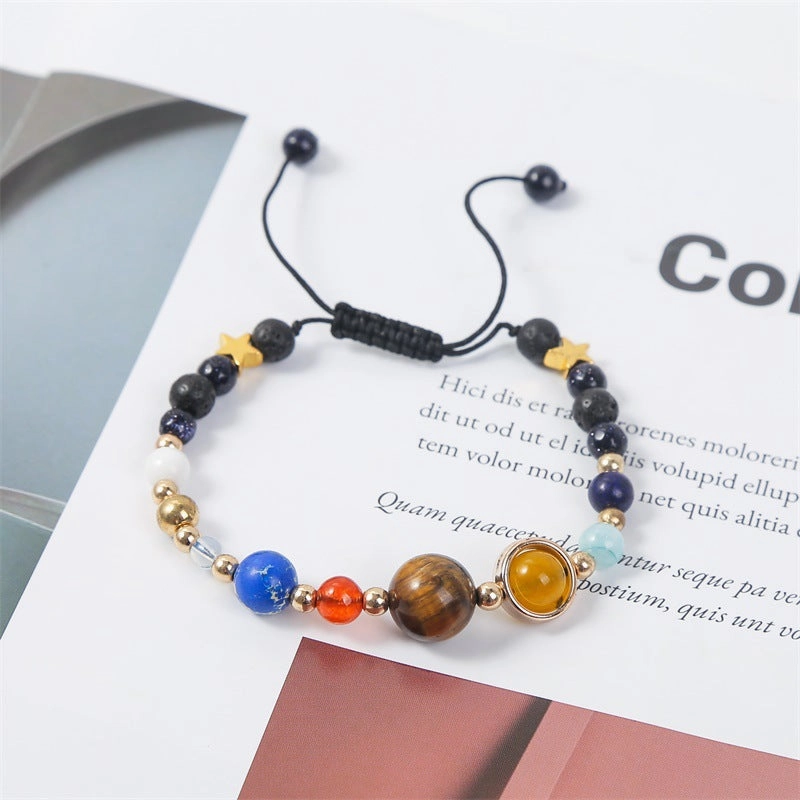 Wholesale Eight Planets Natural Stone Beaded Bracelet