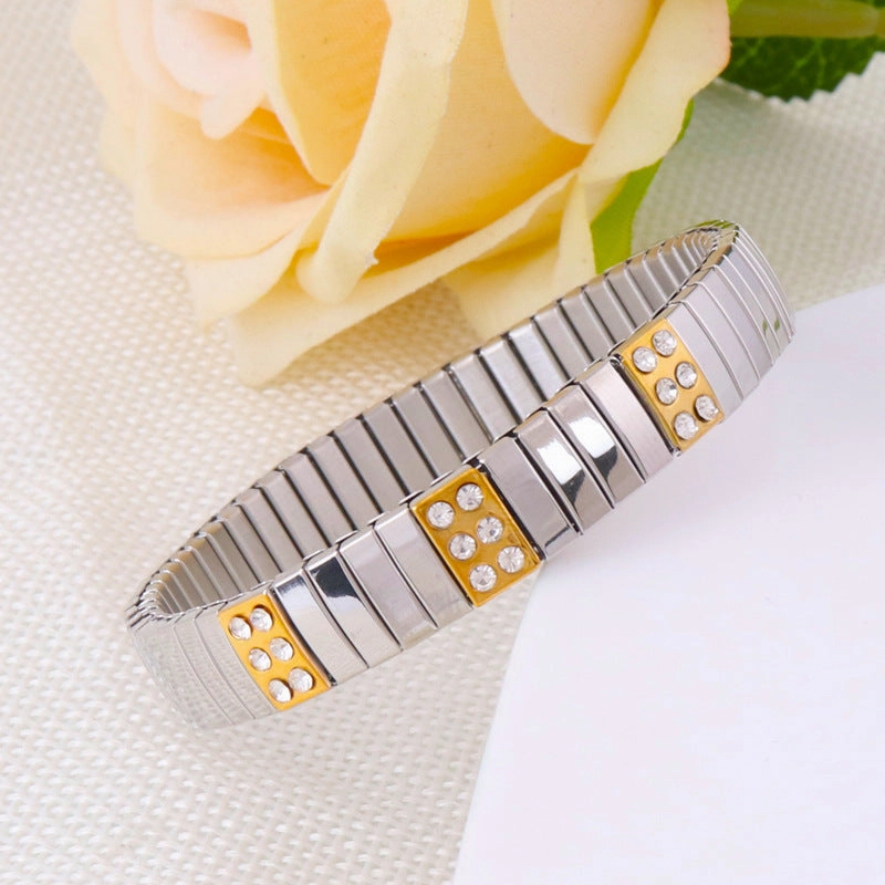 Wholesale Elastic Titanium Steel Diamond Bracelet