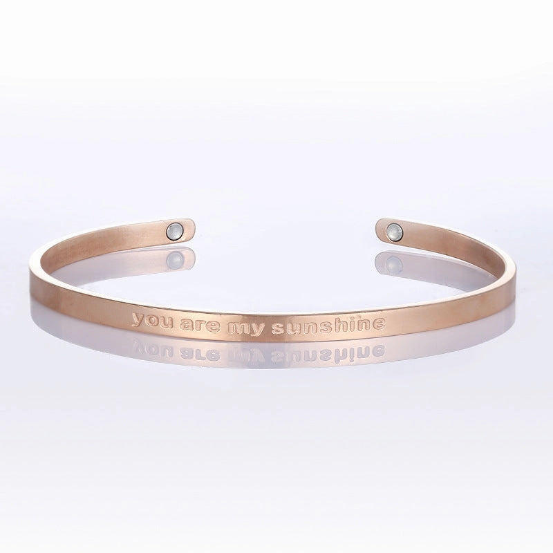 Wholesale Electroplated Rose Gold Titanium Steel Open C-shaped Bracelet