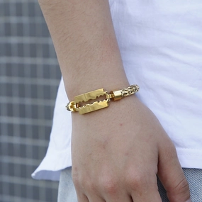 Wholesale Electroplated steel wire braided blade titanium steel men's bracelet