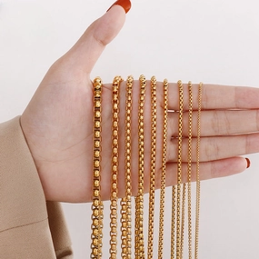 Wholesale Electroplating 18K Gold Square Pearl Stainless Steel Titanium Steel Necklace