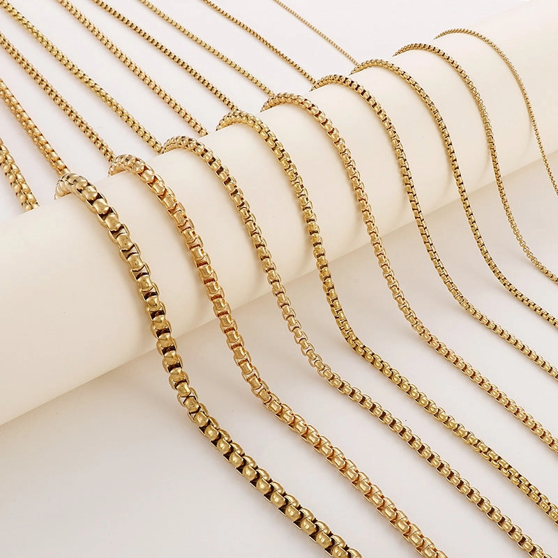 Wholesale Electroplating 18K Gold Square Pearl Stainless Steel Titanium Steel Necklace