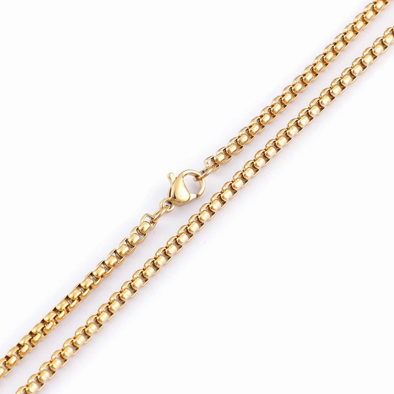 Wholesale Electroplating 18K Gold Square Pearl Stainless Steel Titanium Steel Necklace