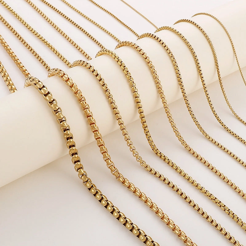 Wholesale Electroplating 18K Gold Square Pearl Stainless Steel Titanium Steel Necklace