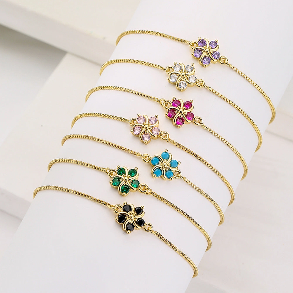 Wholesale Elegant Flower Copper Bracelet