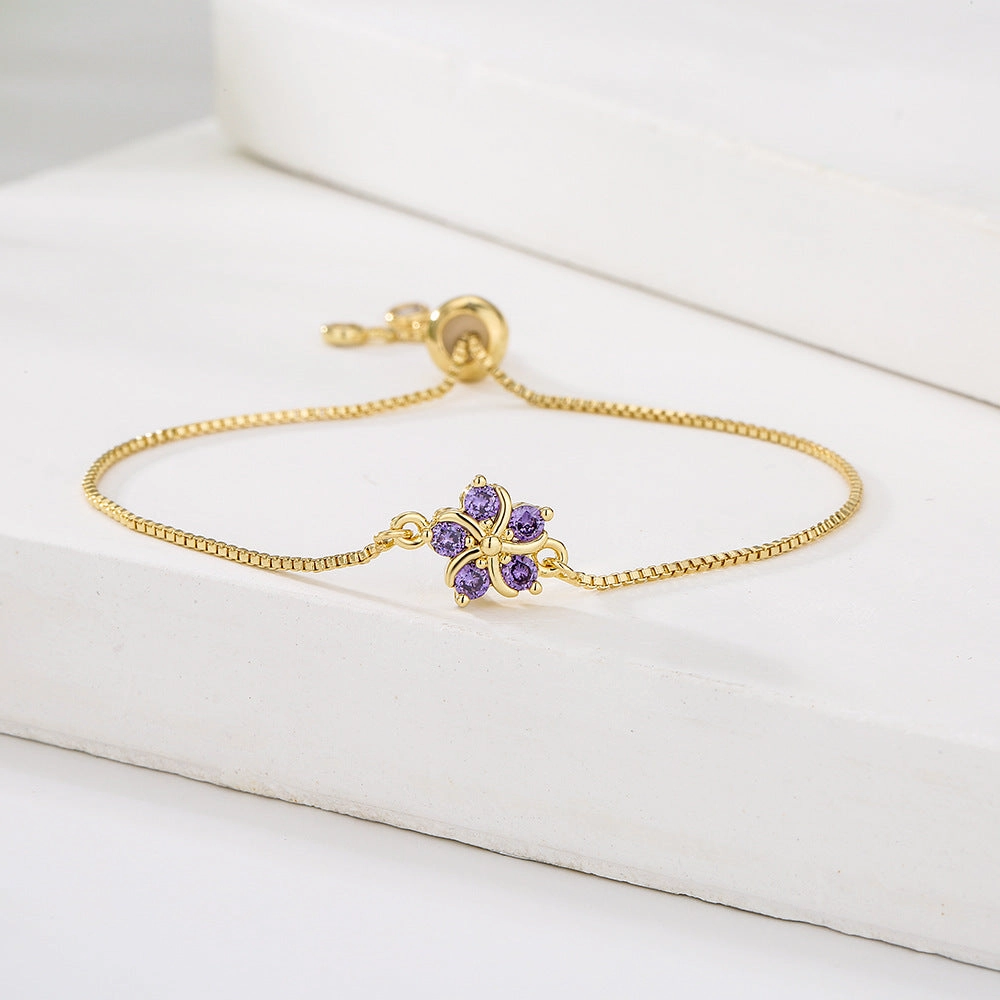 Wholesale Elegant Flower Copper Bracelet