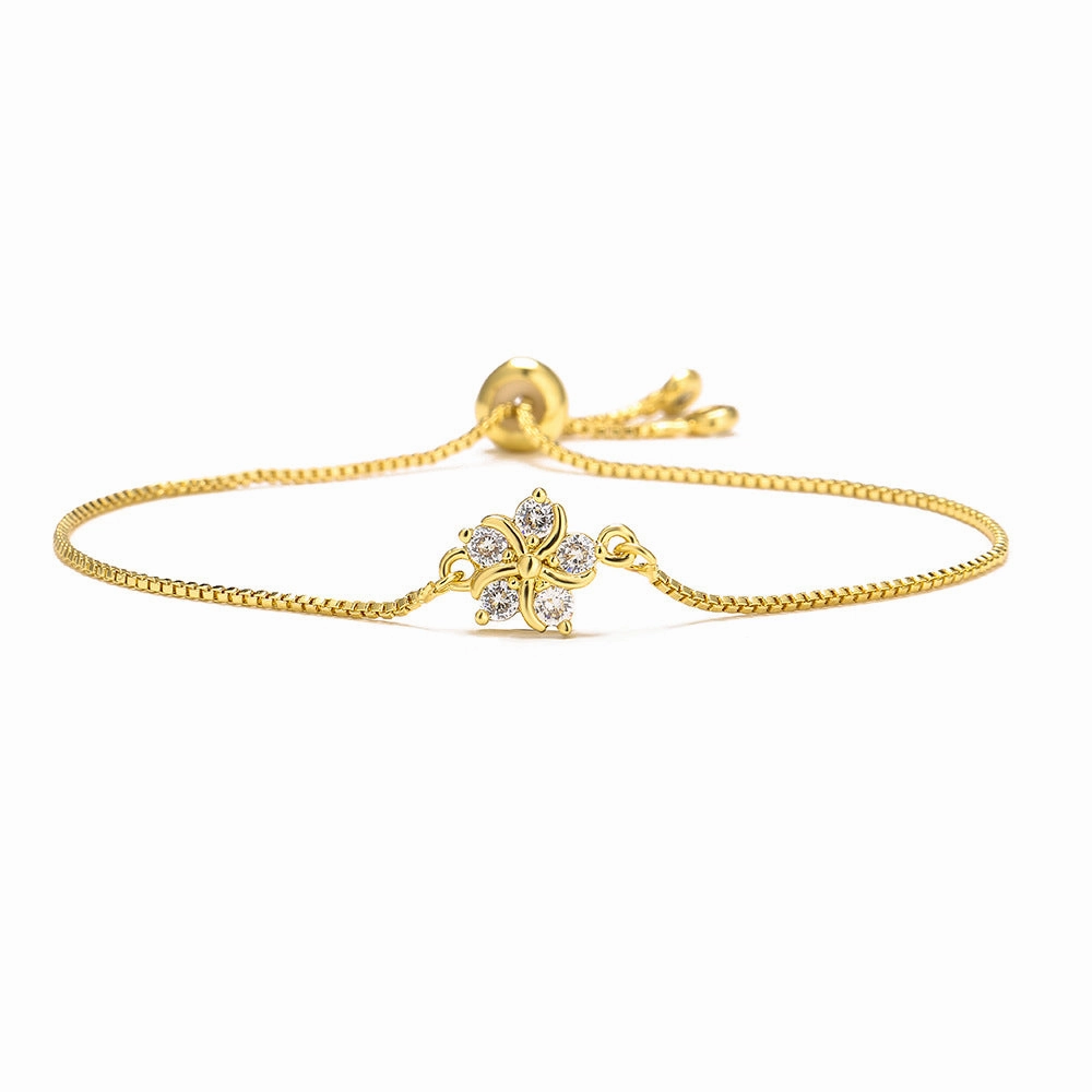 Wholesale Elegant Flower Copper Bracelet