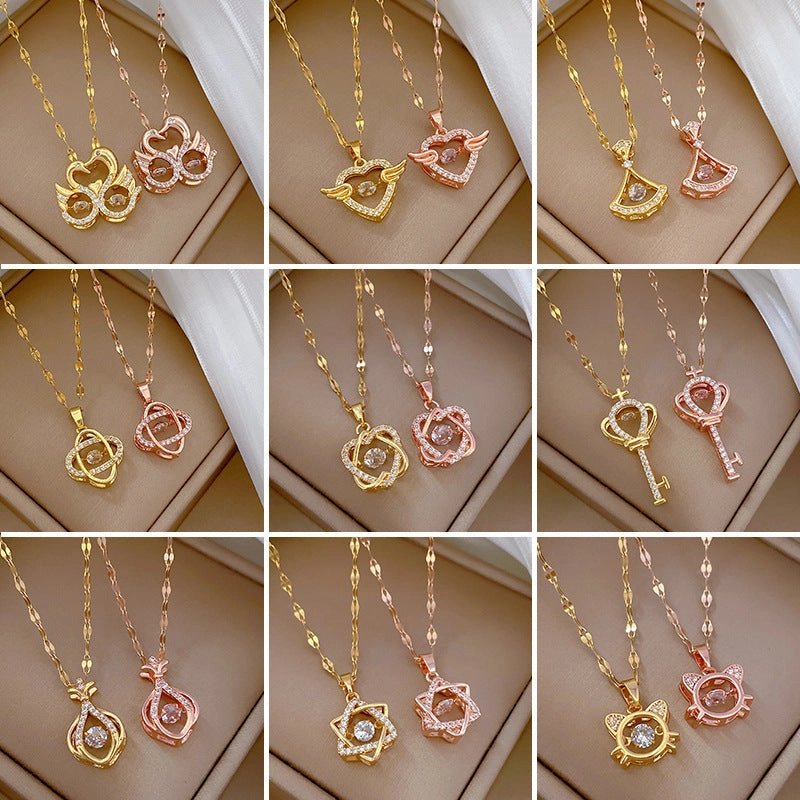 Wholesale Element Love Full Diamond Titanium Steel Clavicle