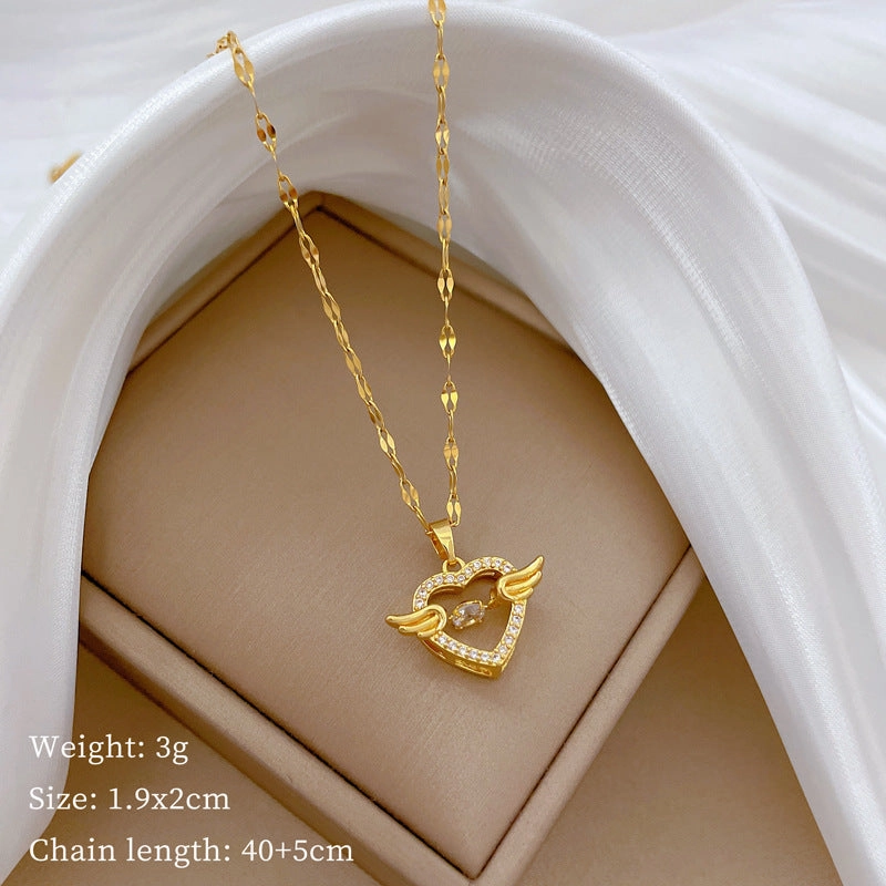 Wholesale Element Love Full Diamond Titanium Steel Clavicle