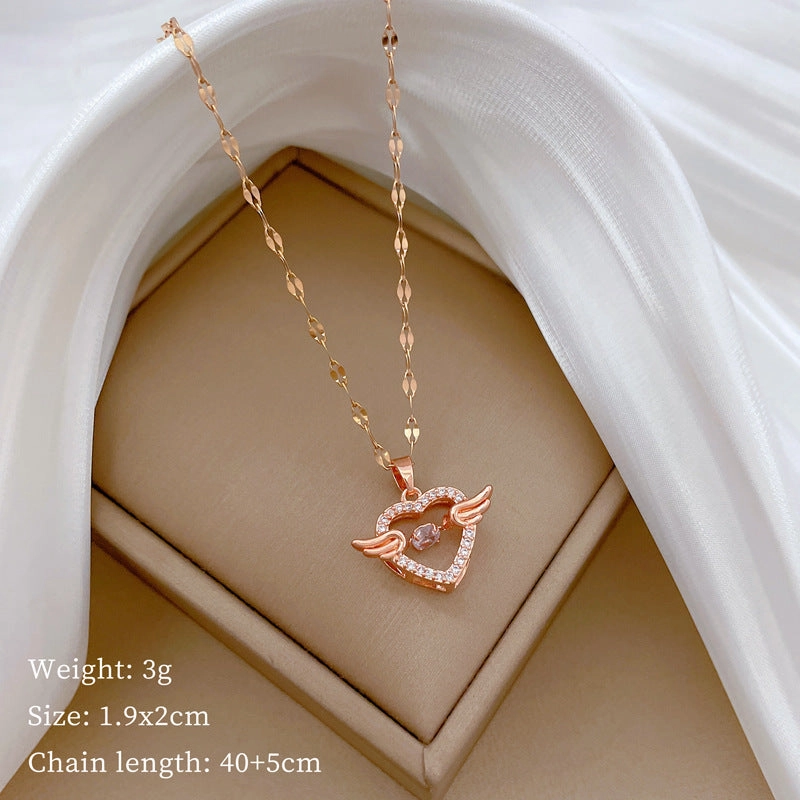 Wholesale Element Love Full Diamond Titanium Steel Clavicle