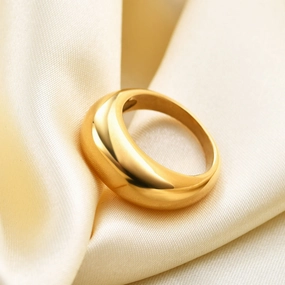 Wholesale Elliptical Smooth Circular Curved 18K Gold Stainless Steel Titanium Steel Rings