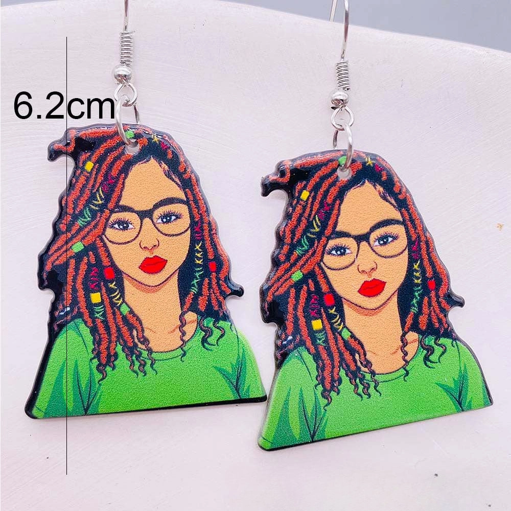 Wholesale Embossed Double Sided Printing Crown Cartoon Girl Acrylic Earrings