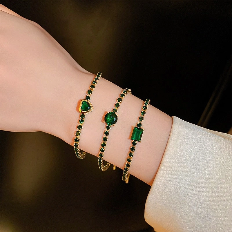 Wholesale Emerald Diamond Geometric Circle Bracelet