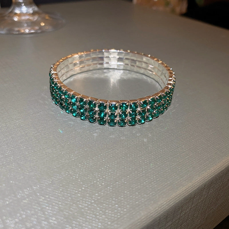 Wholesale Emerald Square Geometric Diamond Metal Bracelet