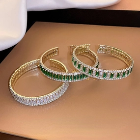 Wholesale Emerald Square Geometric Diamond Metal Bracelet