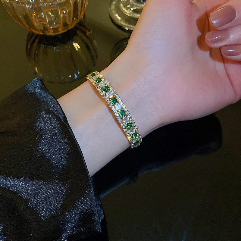 Wholesale Emerald Square Geometric Diamond Metal Bracelet