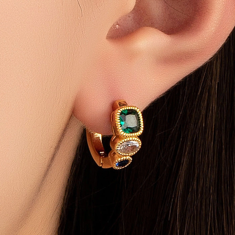 Wholesale Emerald Zircon Earrings