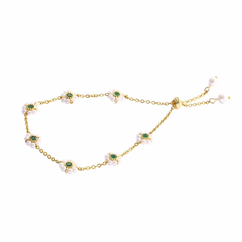 Wholesale Emerald Zircon Titanium Steel Bracelet