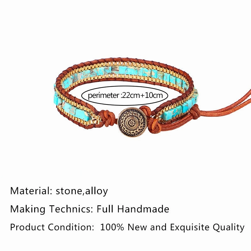 Wholesale Emperor Stone Beads Leather Bracelet
