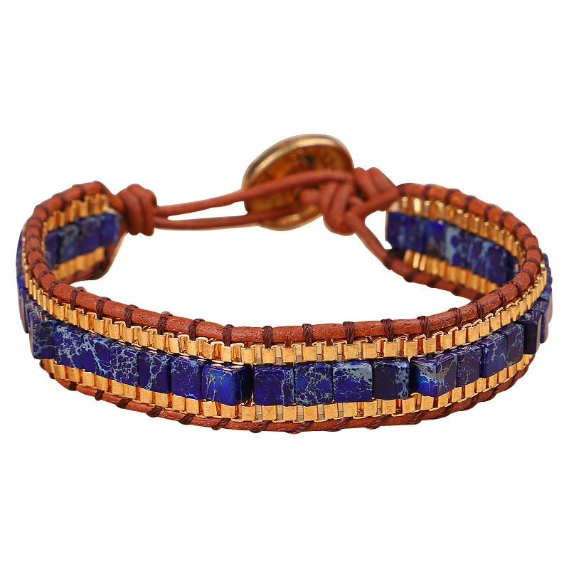 Wholesale Emperor Stone Beads Leather Bracelet