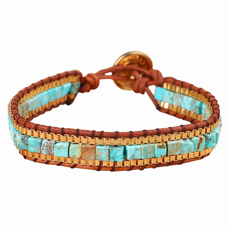 Wholesale Emperor Stone Beads Leather Bracelet