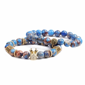 Wholesale Emperor Stone Beads Micropaved Zircon Crown Bracelet