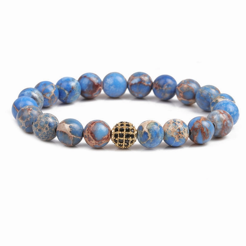 Wholesale Emperor Stone Beads Micropaved Zircon Crown Bracelet